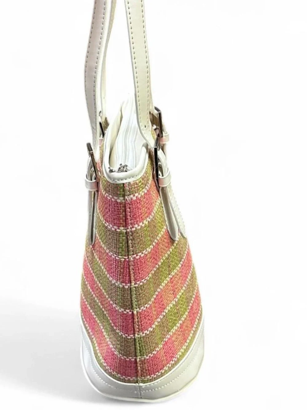 Kate Spade Pink Green Woven Y2K Style Shoulder Tote